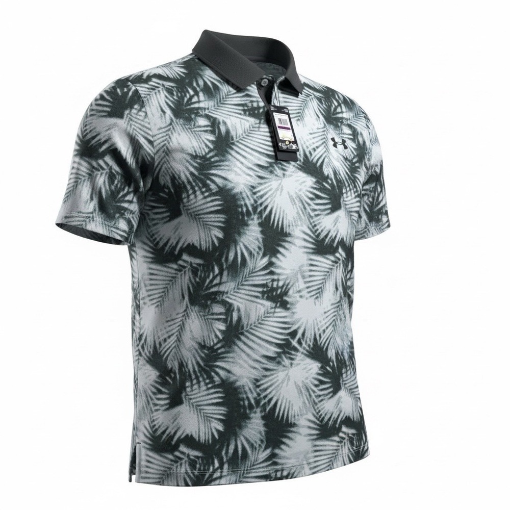 Under Armour Matchplay Printed Polo Shirt Mens 2XL Palm Leaf Athletic Golf‎